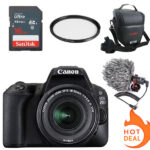 Canon EOS 200D with 18-55mm Lens + Bag + UV Filter + 16 GB Memory Card + BY-MM1
